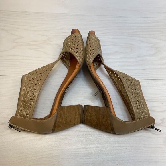 Sundance Demeter Hillside Woven Leather Heeled Sandals Taupe Women's 12/42 - Picture 2 of 9